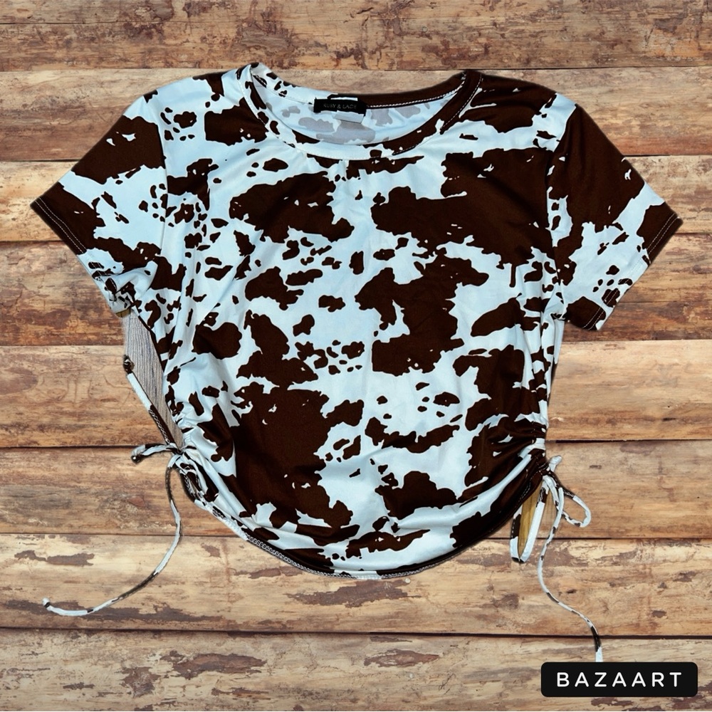 Ruby & Lace Cow Print Cropped Top